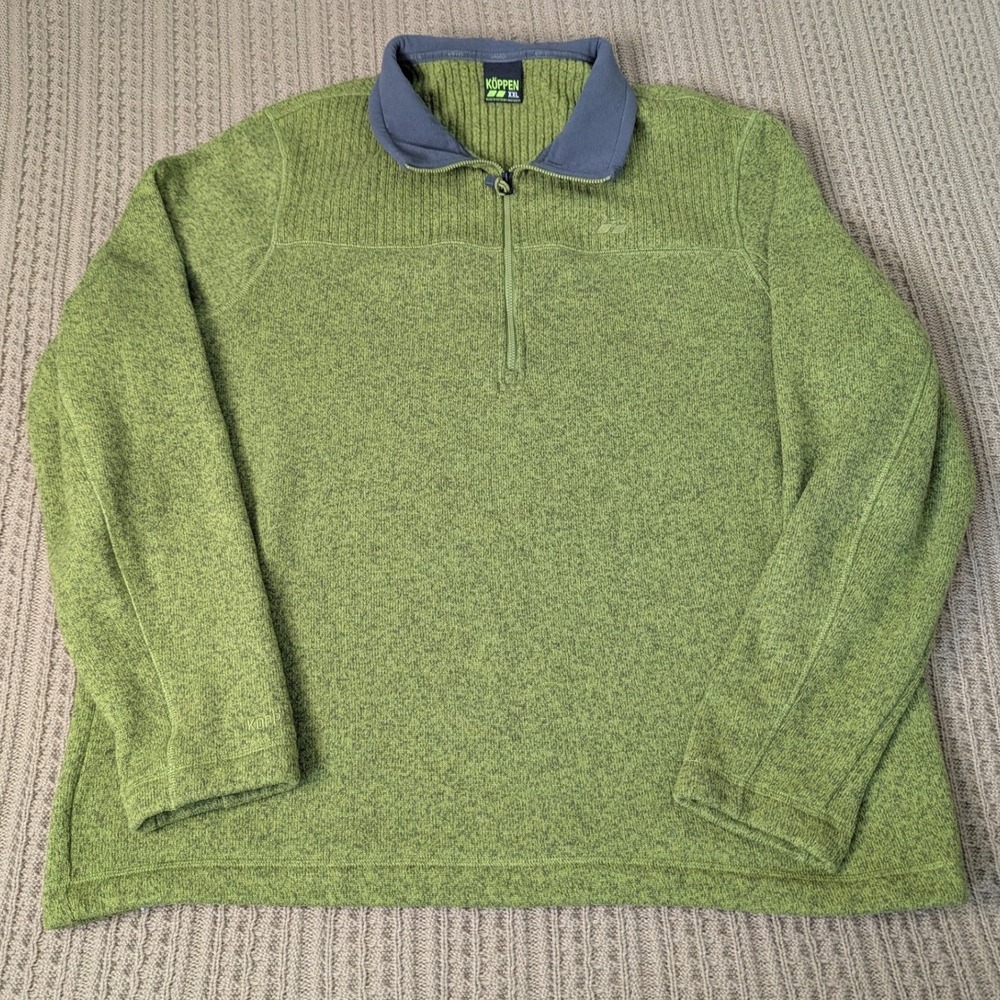 Koppen Mens XXL Quarter Zip Fleece Pullover Sweater Heather Green